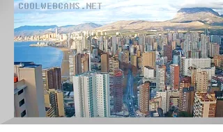 Webcam overlooking the town of Benidorm, Spain