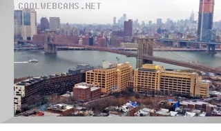 Webcam overlooking the Brooklyn and Manhattan bridges, New York
