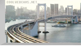 Webcam overlooking the arches of the Rainbow Bridge in Tokyo, Japan
